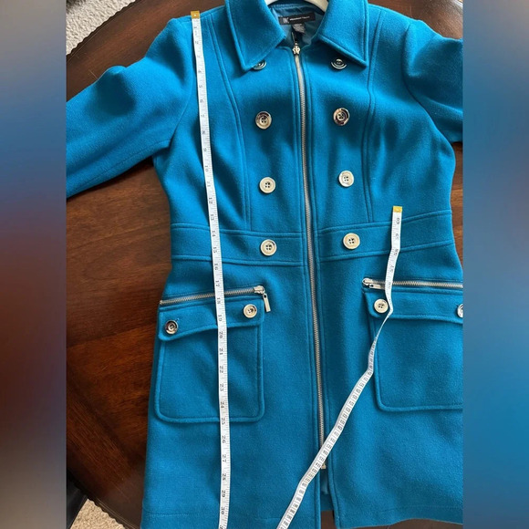 INC International Concepts Women's Coat Teal Full Zip Jacket Half Length Medium - Picture 6 of 8
